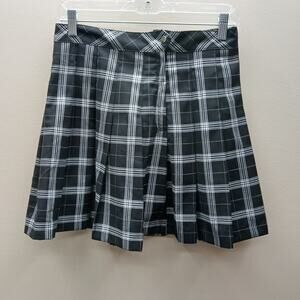 Divided by H&M NWT Women's Pull on Plaid Pleated Skirt Black White Size 6